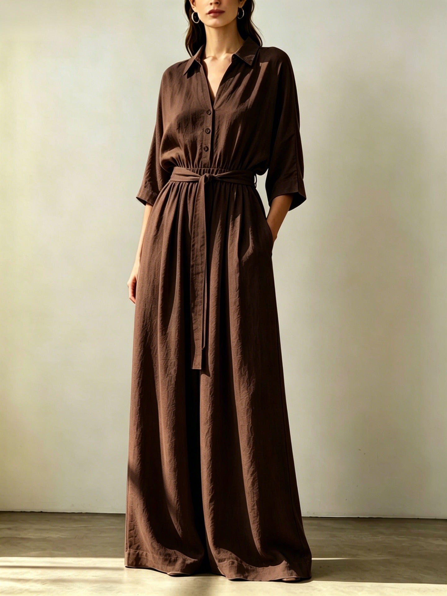 Chic Linen Wide-Leg Pants with Waist Tie