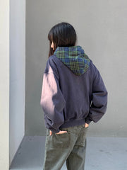 Retro Plaid Zip Hoodie Unisex Cleanfit Sweatshirt