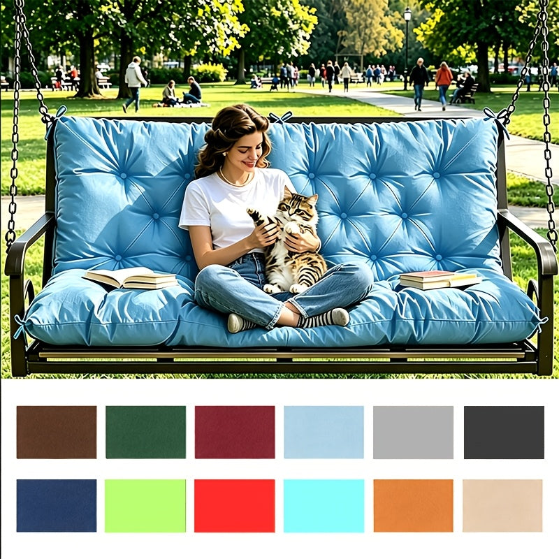 Porch Swing Cushions Outdoor Waterproof Thickened 5" Backyard Swing Cushion with Backrest And Ties 2-3 Seat Outdoor Swing Cushions Replacement for Porch Patio Garden Lawn 60/48/40X40X5 INCH