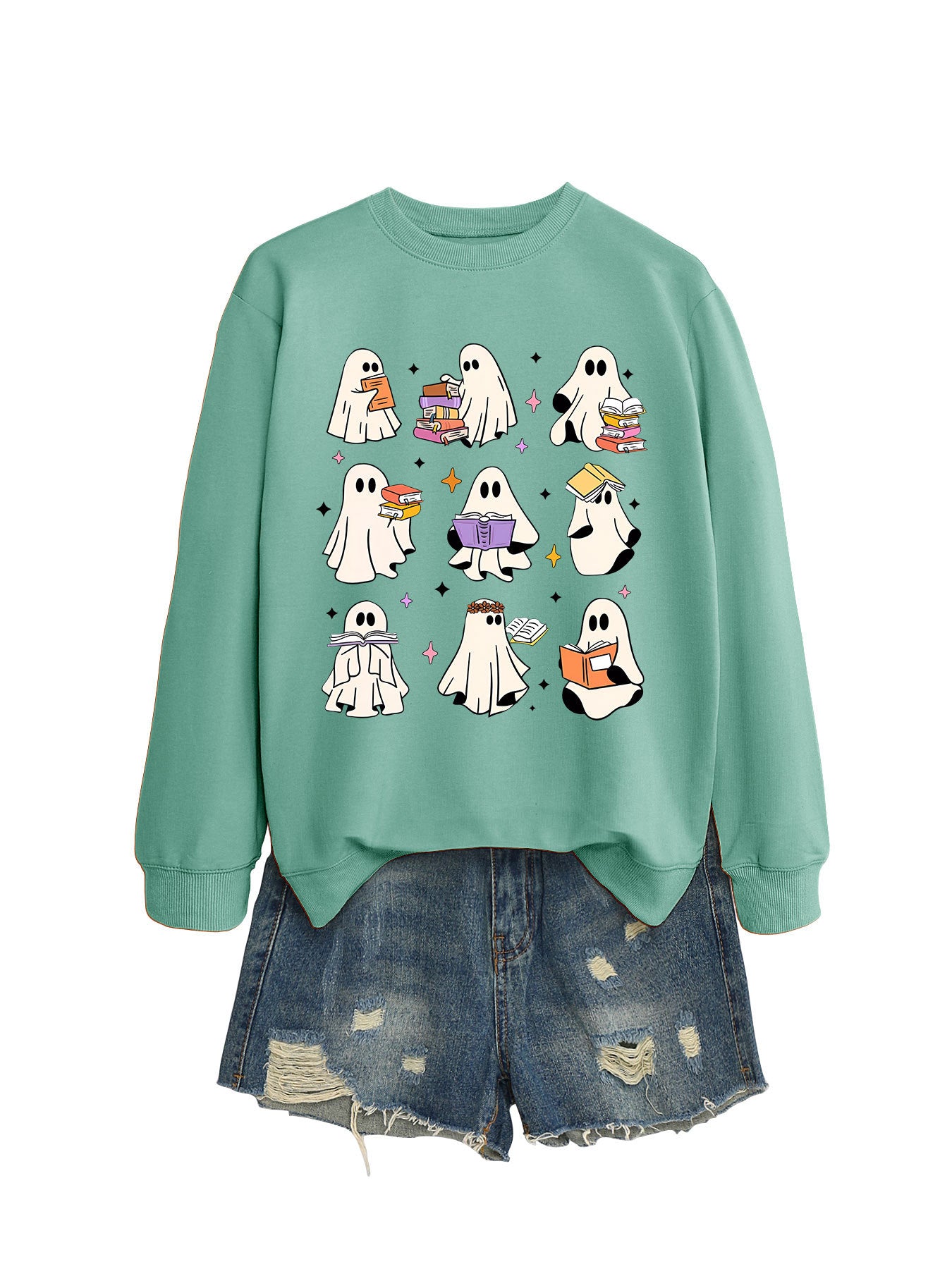 Women's Cozy Reading Print Pullover Sweater