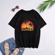 Vibrant Sunset Print Tee – Bold Street‑Style Short Sleeve