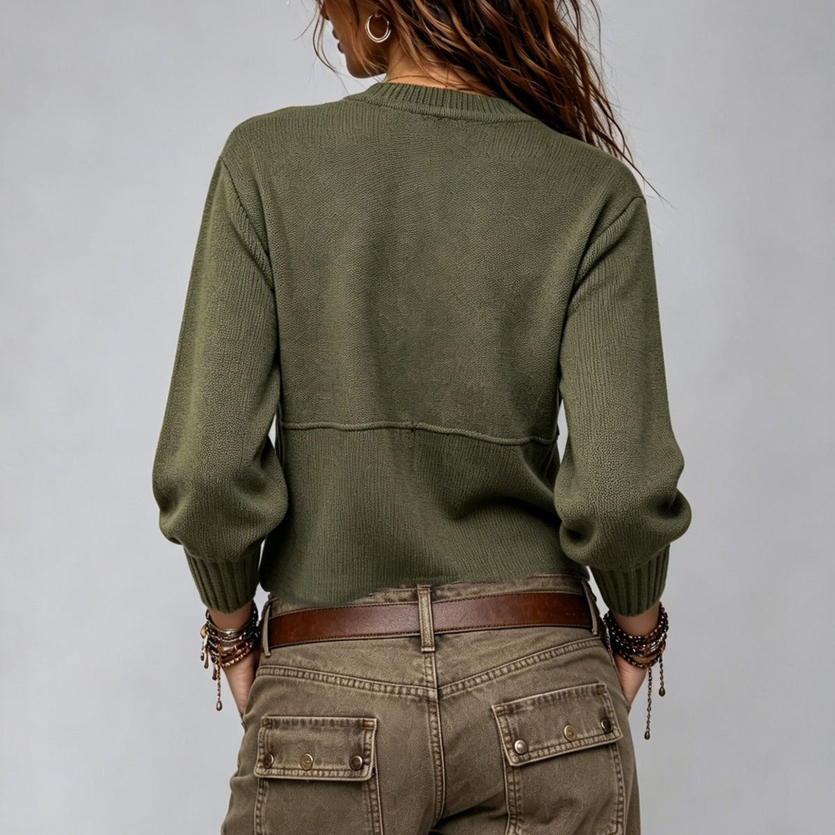 Casual Everyday Button-up Crewneck Cardigan Sweater