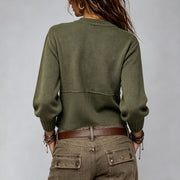 Casual Everyday Button-up Crewneck Cardigan Sweater