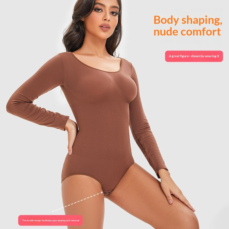 Seamless Long-Sleeve Tummy Control Shapewear Bodysuit