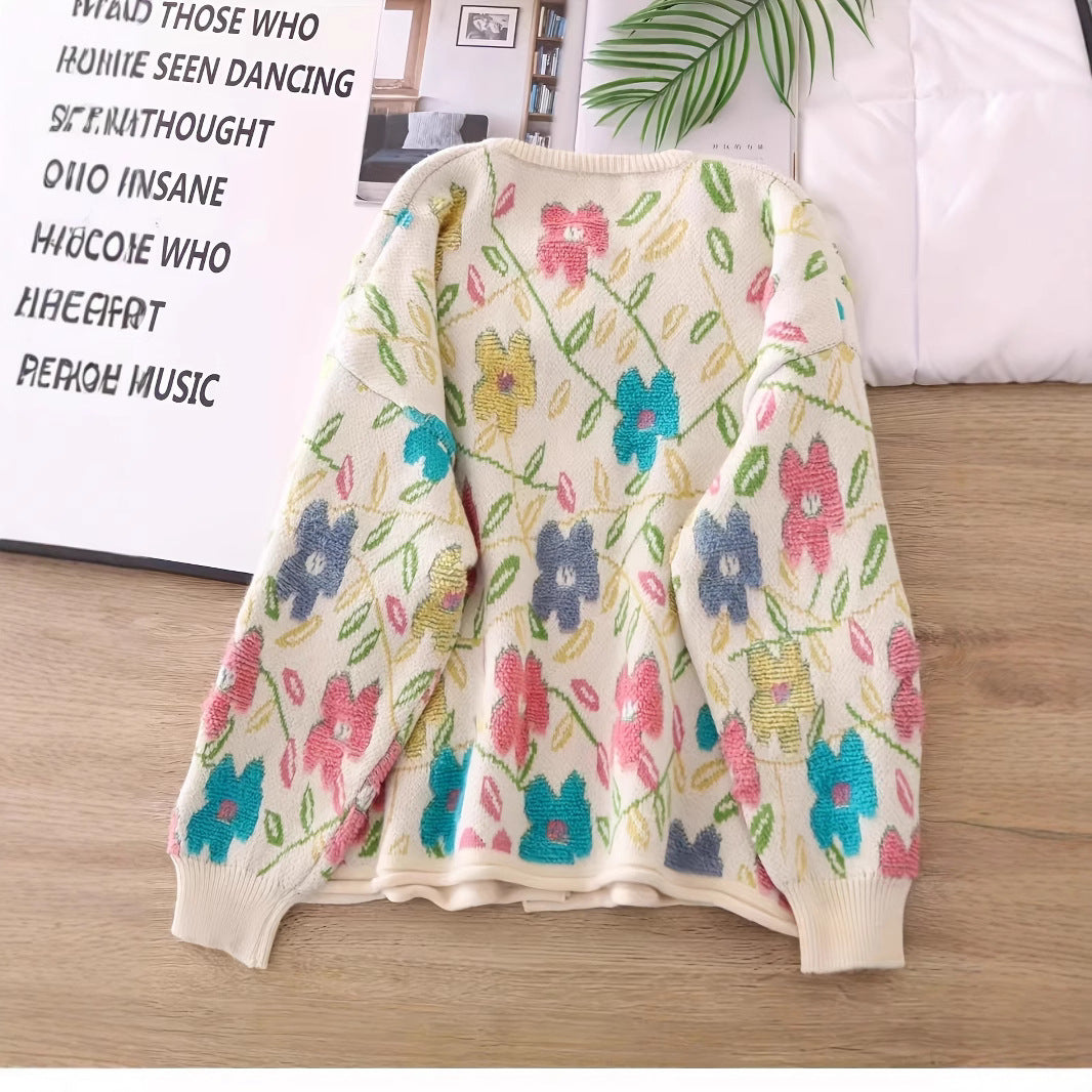 Casual Loose-fit Cozy-style Sweater Coat Versatile for Women
