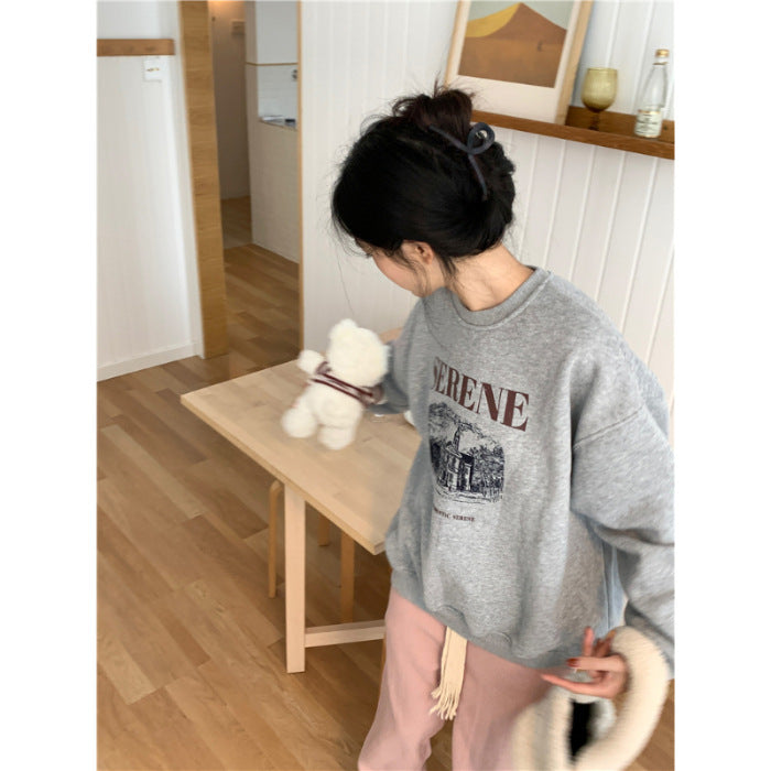 Women's Korean-Style Loose Pullover Hoodie Sweatshirt