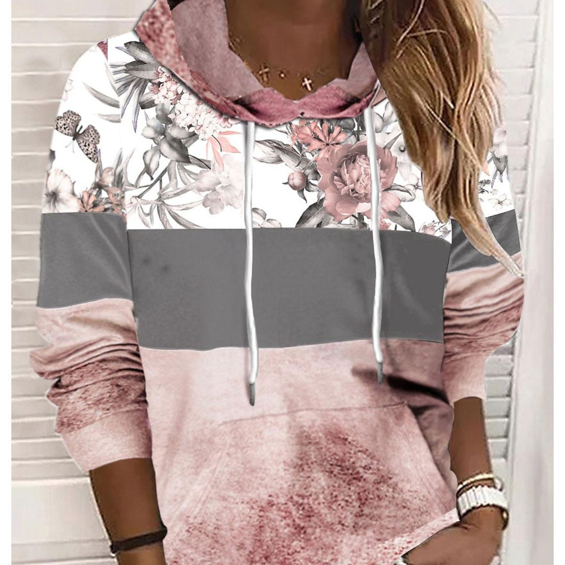 Cozy Drawstring Loose Long-Sleeve Pullover Sweatshirt
