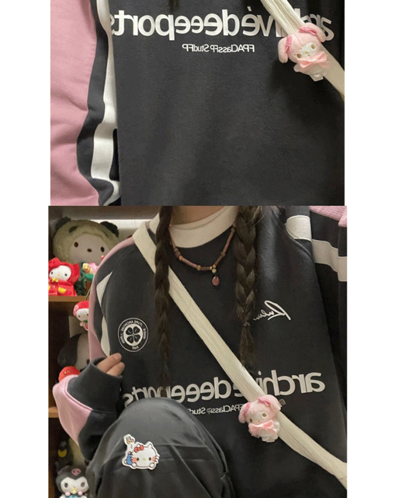 Y2K Retro Letter Print Crew Neck Sweatshirt