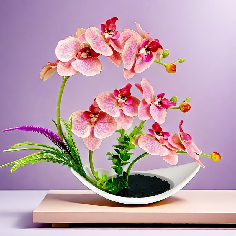 [New Orchid Plant] New Artificial Orchid Potted Plant | Good Luck Decor for Living Room Home Office Hotel