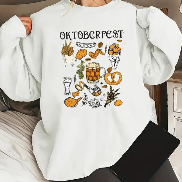 Cozy Fleece Printed Long Sleeve Casual Sweatshirt
