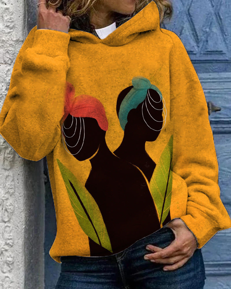 Women's 3D Retro Casual Sporty Loose Hoodie Jacket