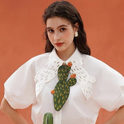 Vintage Style Cactus Embroidered Tie