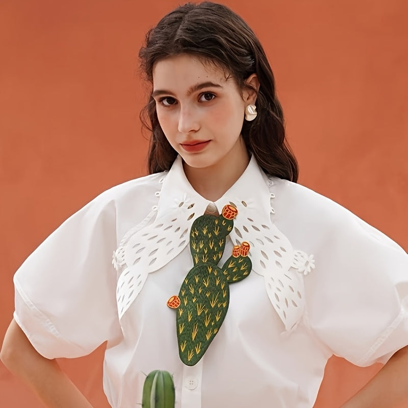 Vintage Style Cactus Embroidered Tie