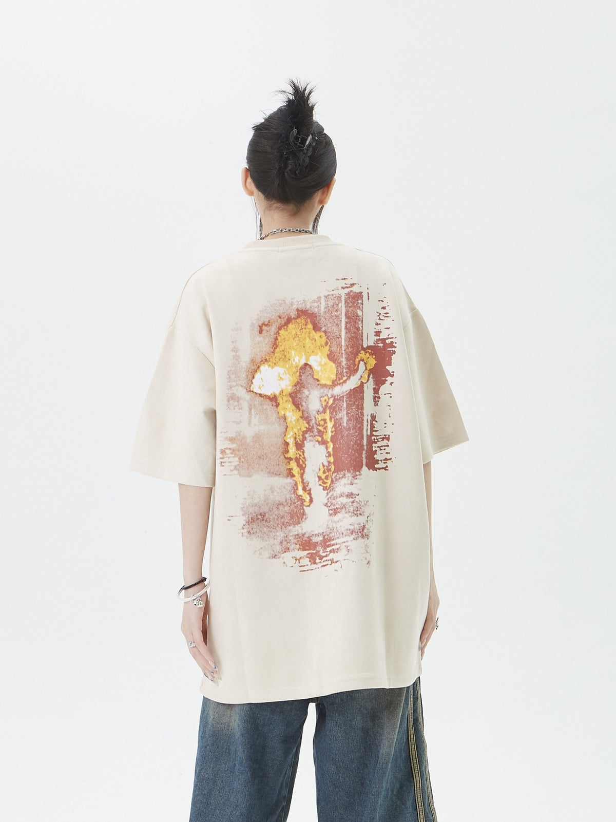 Flame Portrait Print Short Sleeve Tee
