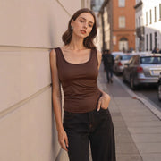 Coffee Brown Sleeveless Base‑Layer Top – Lightweight, Stretchy & Slim‑Fit