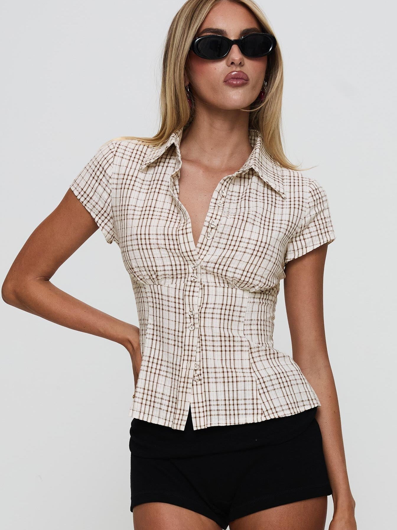 Casual Top Double Button Women's Clothing Sexy Shirt