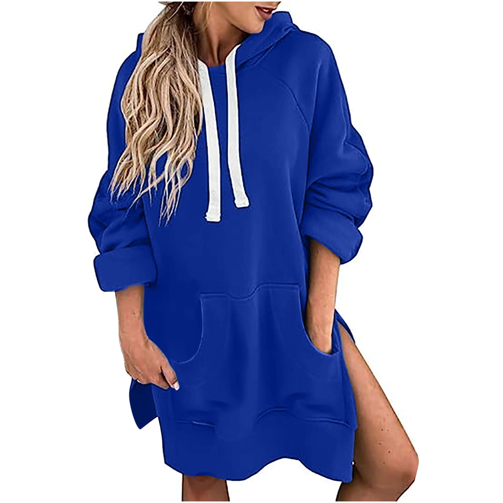 Cozy Drawstring Long Sleeve Women's Solid Casual Sweater