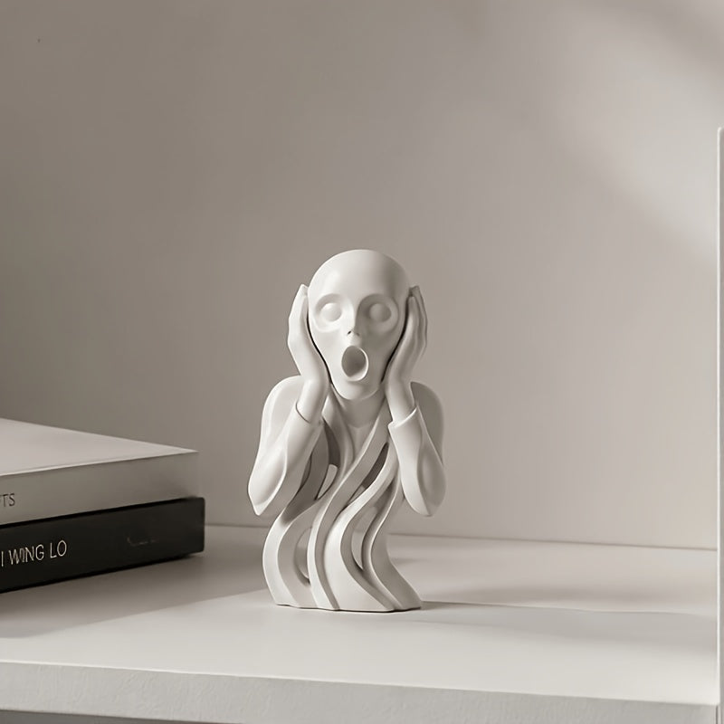 Minimalist Abstract Scream Sculpture in Plastic Finish