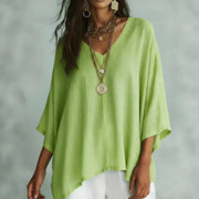 Womens Loose Solid-Colored Top Casual Comfortable All-Match T-Shirt
