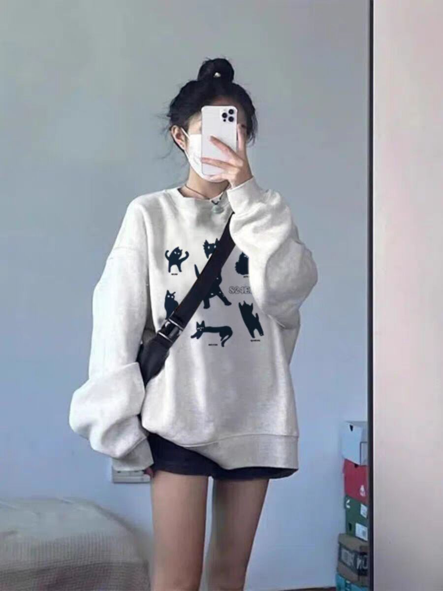 Women's Loose Round Neck Long Sleeve Pullover Sweater