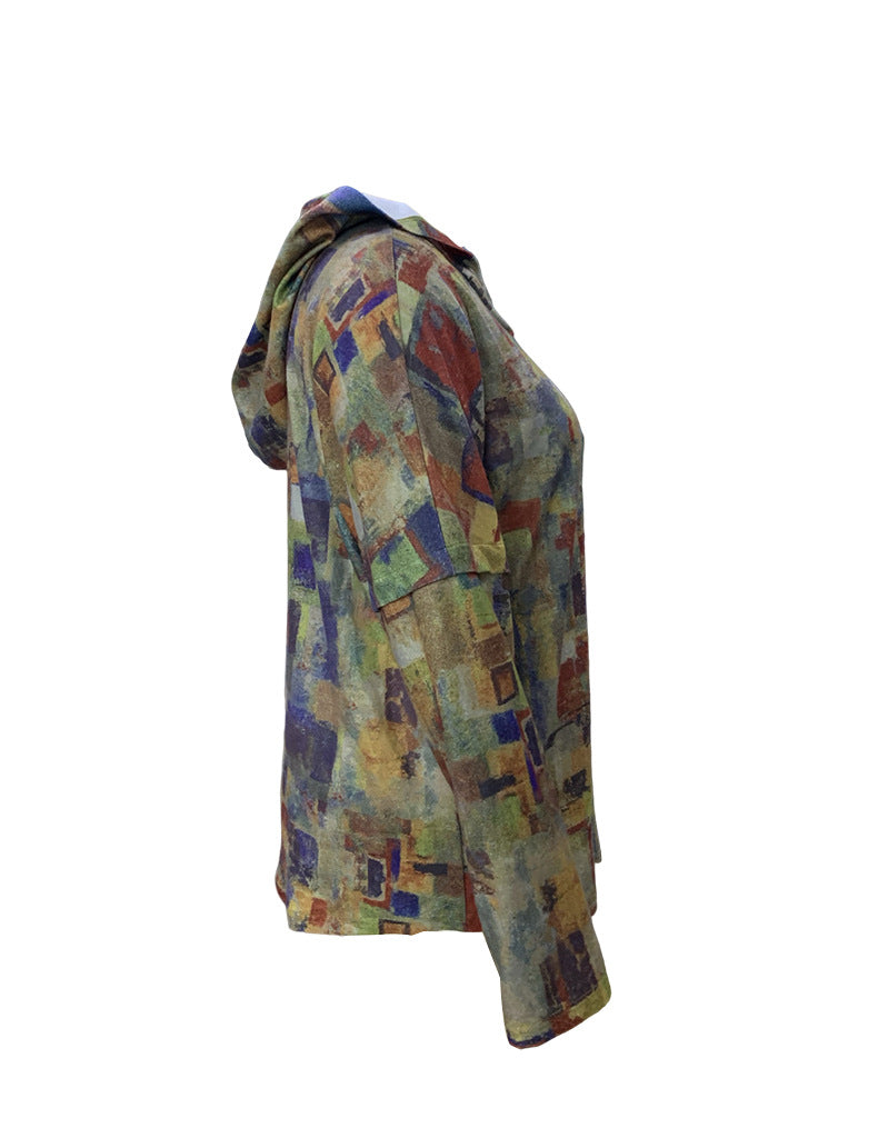 Women's Printed Fleece Hooded Sweatshirt