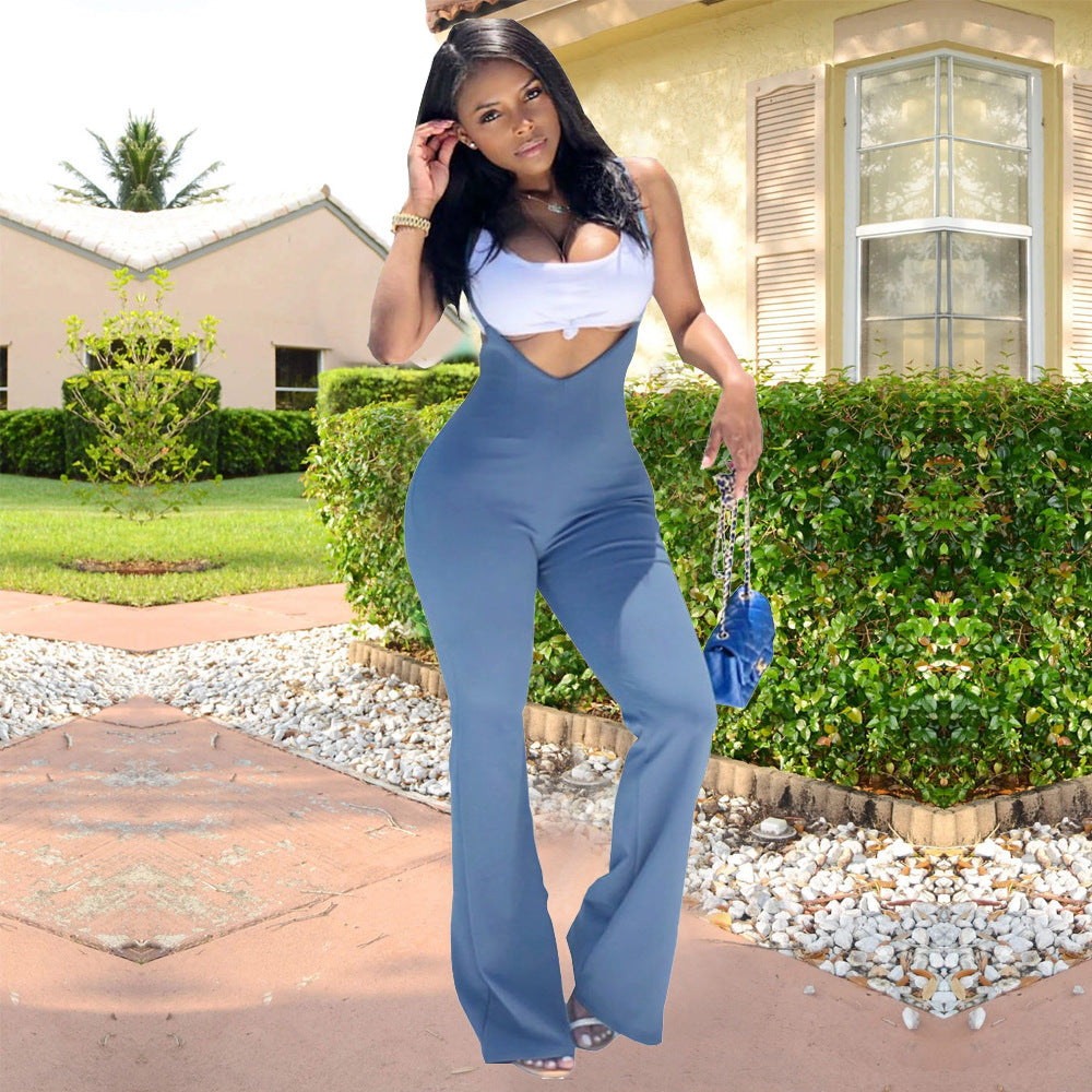 Women's Slim-Fit Casual Suspender Jumpsuit