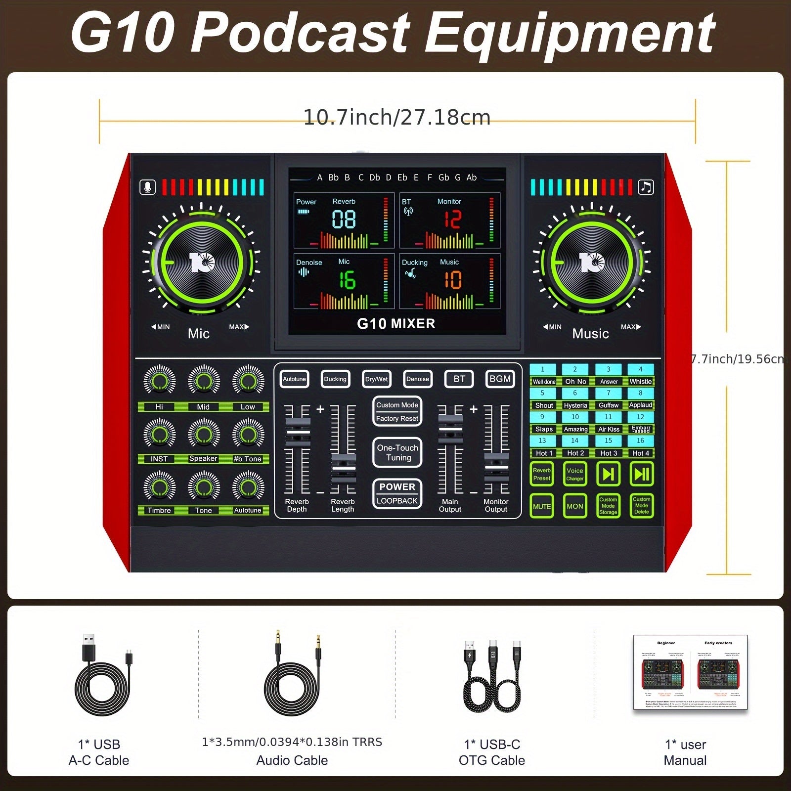 Professional DJ Mixing Station and Karaoke Controller with Wireless Dynamic Condenser Microphone – Podcast, Gaming and Studio Equipment