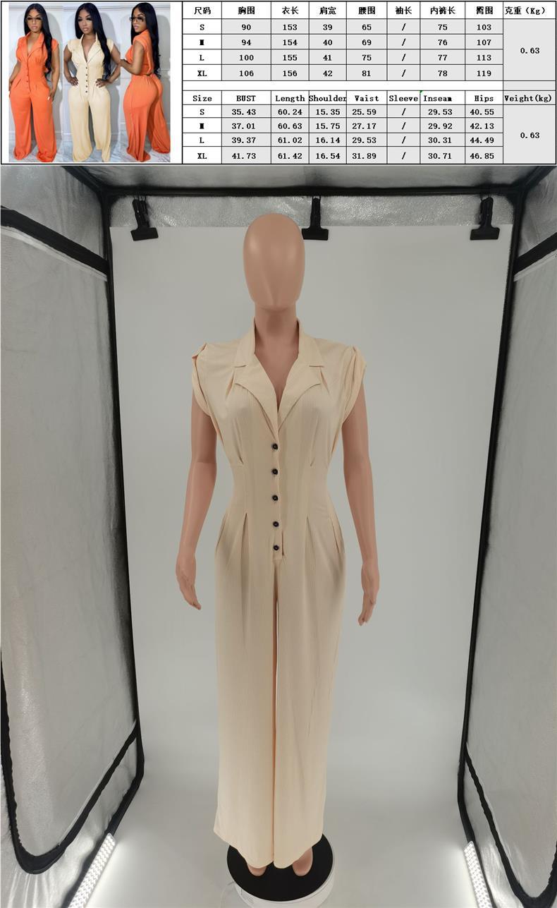 Chic Short Sleeve Stand Collar Wide Leg Jumpsuit