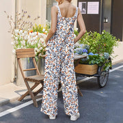 Floral Print Adjustable Strap Casual Suspender Jumpsuit