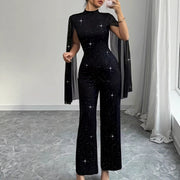 Chic Lantern Sleeve Chiffon Jumpsuit for Women