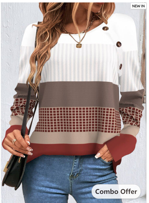 Women's Cozy Button-Up Long Sleeve Winter Tee