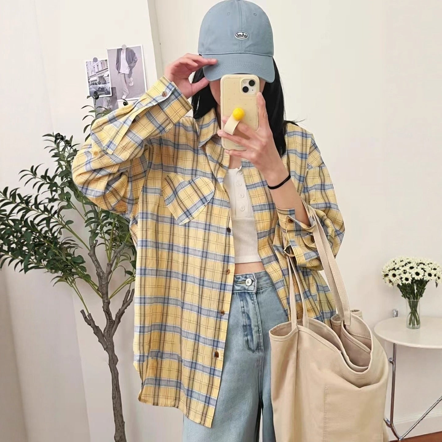 Women's Loose Casual Long Sleeve Plaid Shirt
