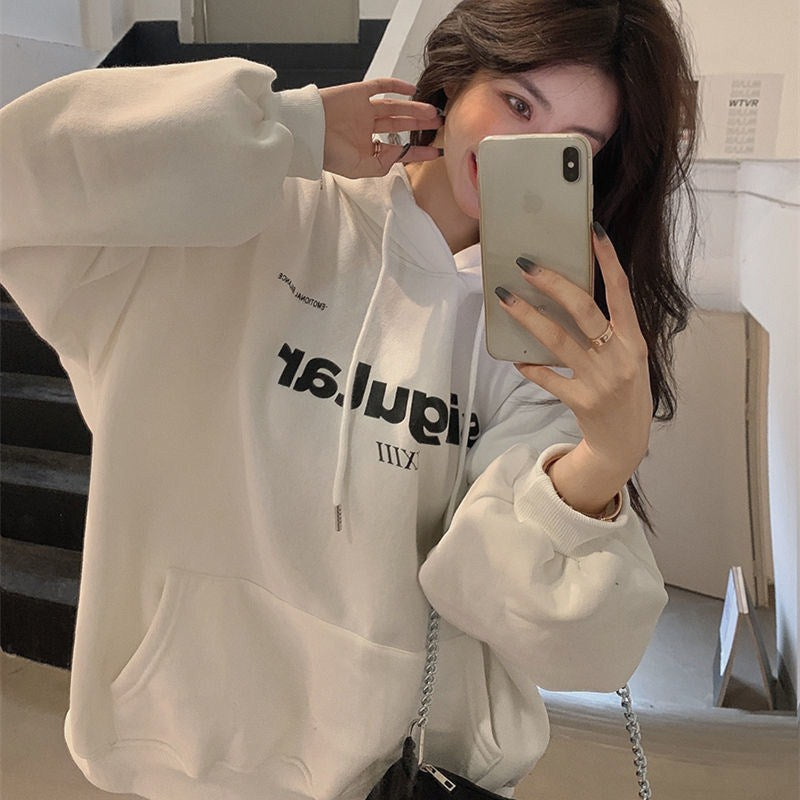 Women's Cozy Loose Fit Hooded Sweatshirt Coat