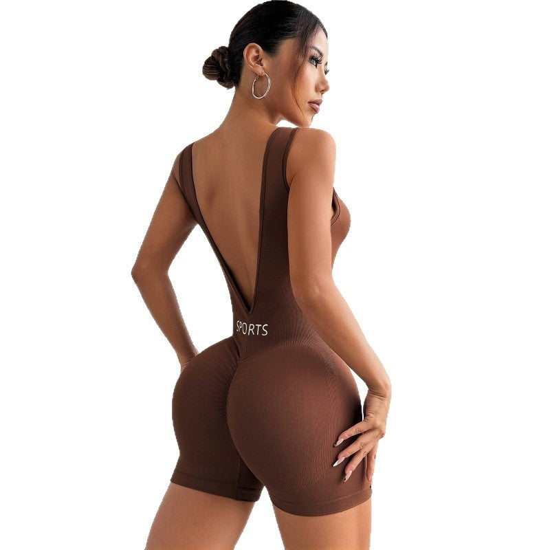 Deep-V Fitness Shaping Yoga Jumpsuit