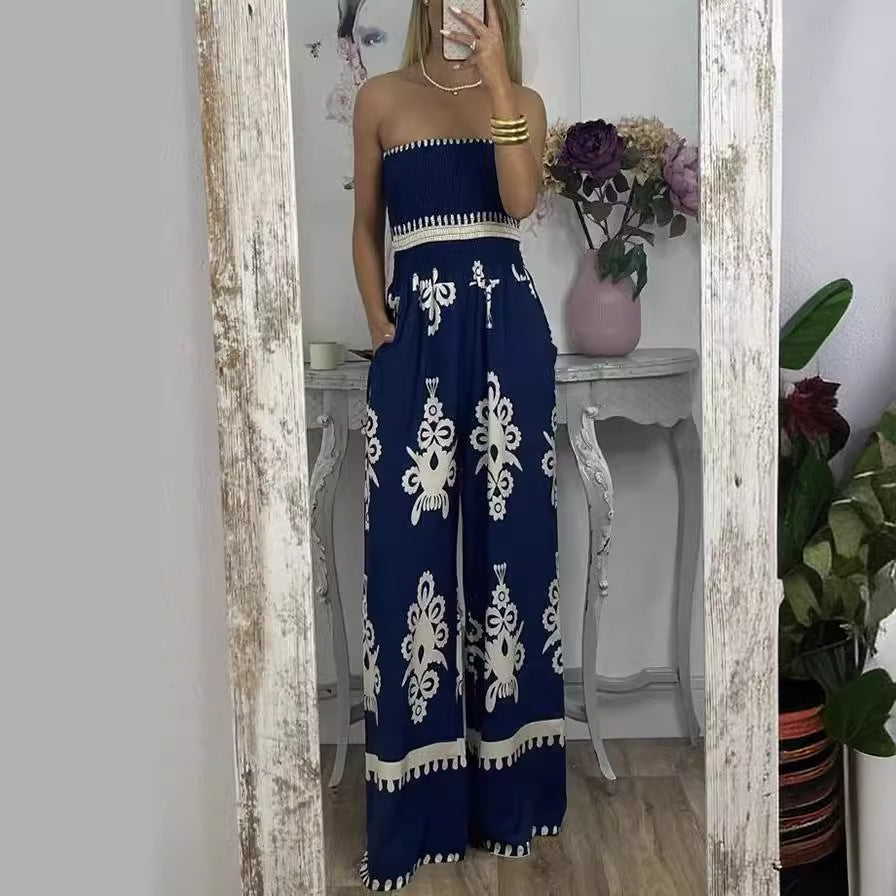 Chic Printed High-Waisted Jumpsuit for Women