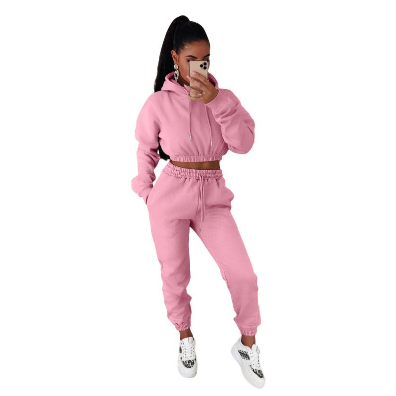 Women's Velvet Padded Hooded Two-Piece Suit