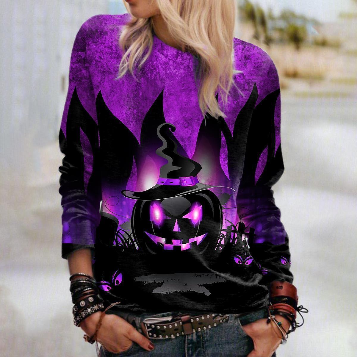 Women's Halloween Graphic Crew Neck Sweatshirt