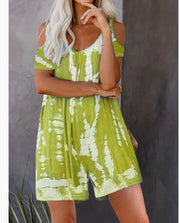 Strap-printed Wide-leg Pants Jumpsuit Shorts