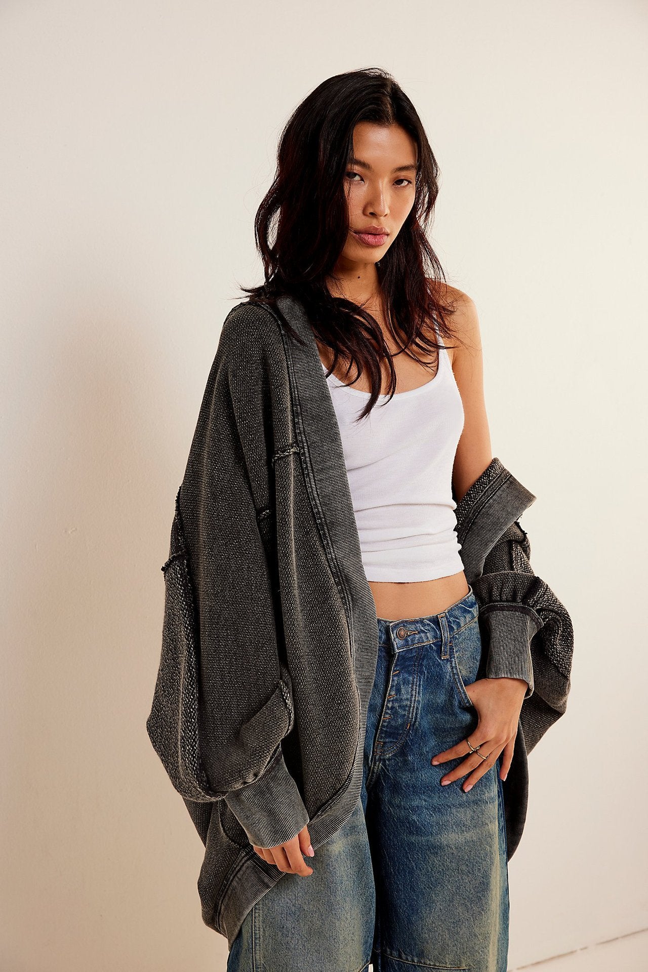 Retro Sport Hooded Cardigan Cotton Zip Sweatshirt
