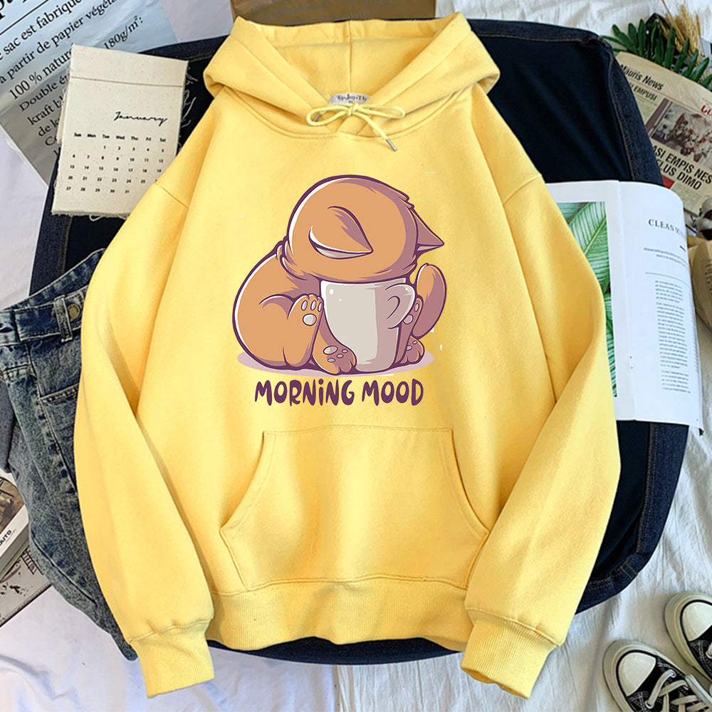 Cozy Cartoon Animal Velvet Hoodie for Cute Streetwear Style