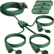3-Outlet Heavy-Duty Splitter Heavy-Duty 3-Outlet Extension Cord Splitter - 13ft/28ft/38ft (25ft/40ft/50ft Total) - 16/3 SJTW Wire, 3 Covers for Indoor/Outdoor Use - Ideal for Holiday Decorations, C...
