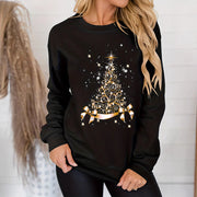 Festive Women's Christmas Print Long Sleeve Loose Top