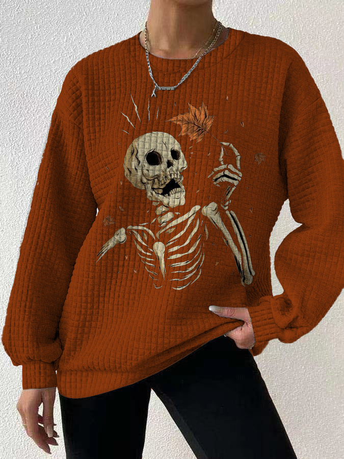 Women's 3D Digital Print Round Neck Loose Sweater