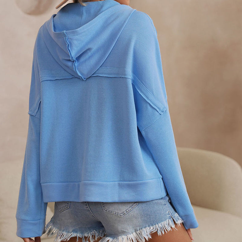 Women's Thickened Casual Drop-Shoulder Patchwork Hoodie