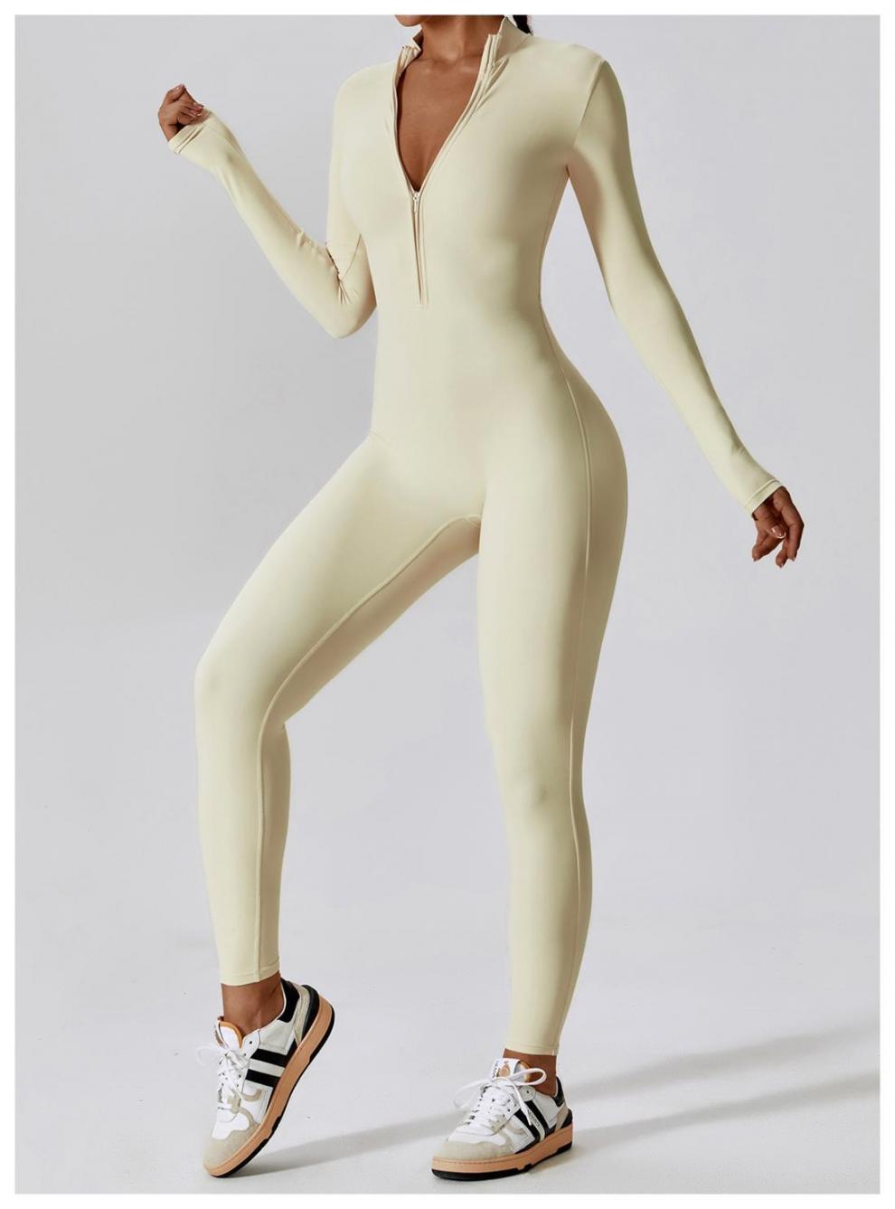 Zipper Thread Yoga Bodysuit Seamless Yoga Clothes