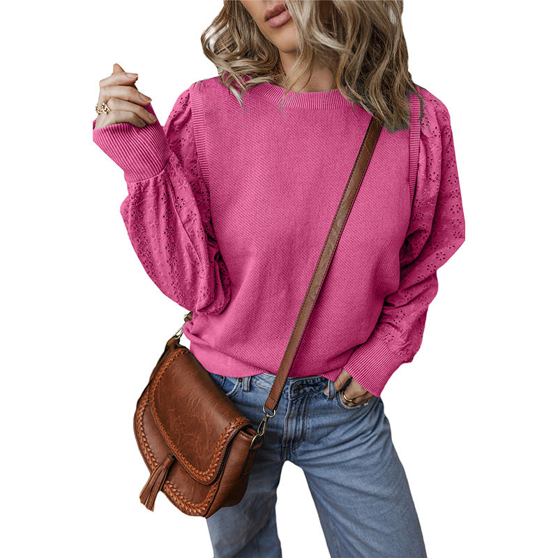 Textured Patchwork Long Sleeve Pullover