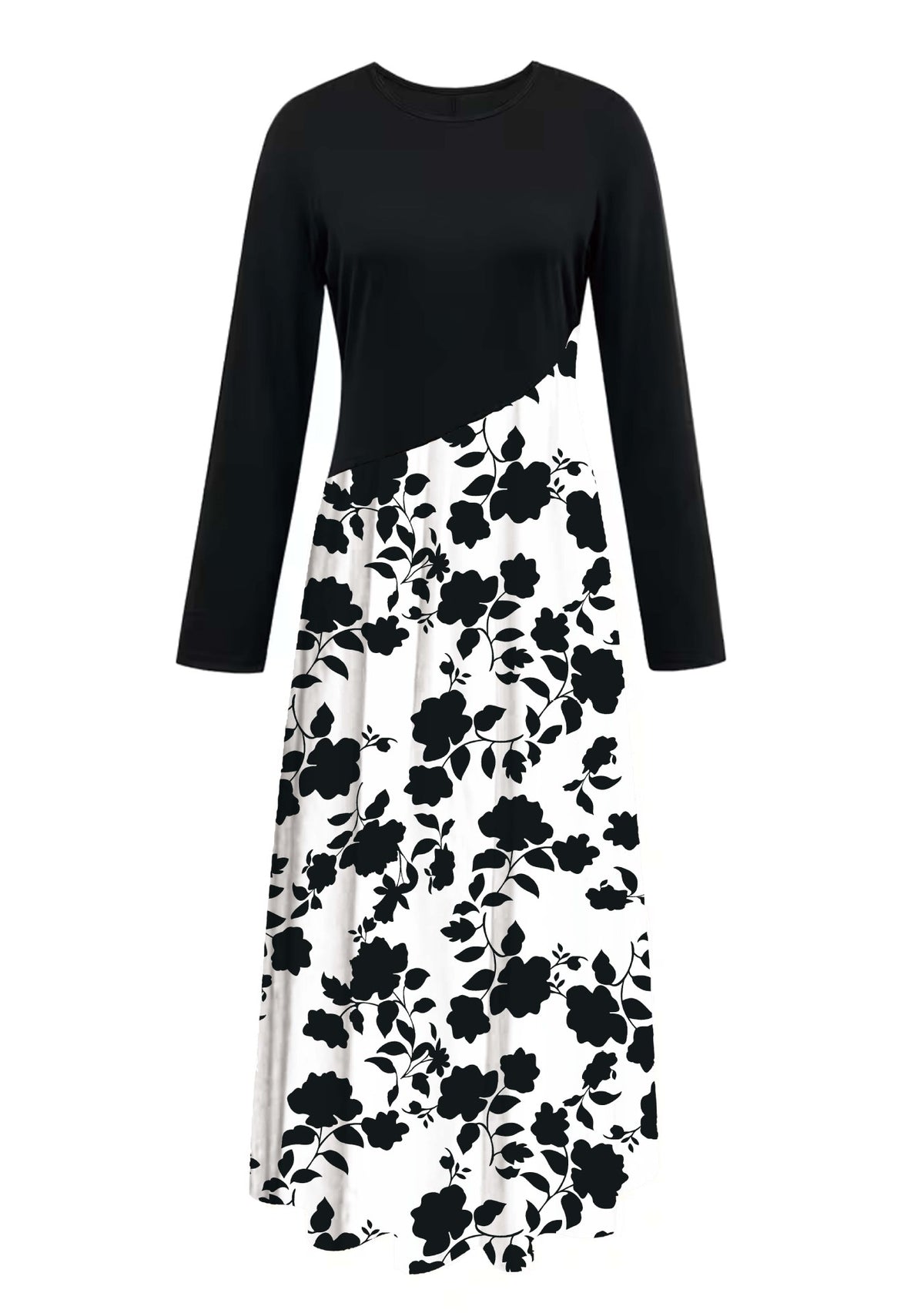 Plus-Size Leopard Print Long Sleeve Fishtail Dress