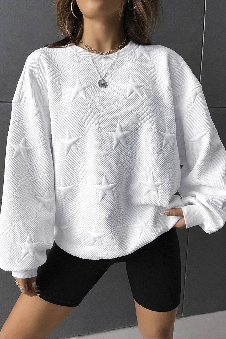 Geometric Casual Loose Round Neck Pullover for Women