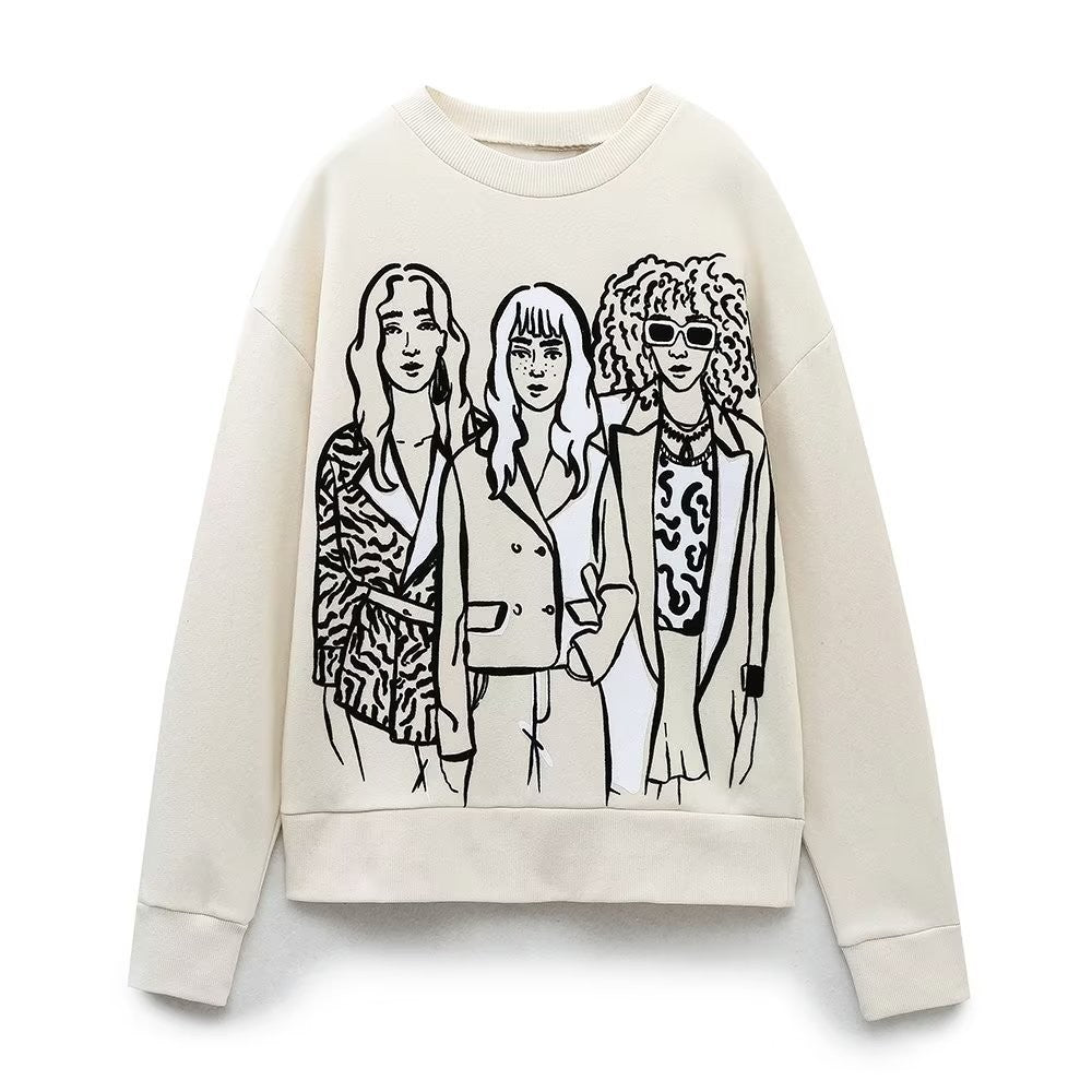 Women's 3D Digital Print Casual Long Sleeve Sweater