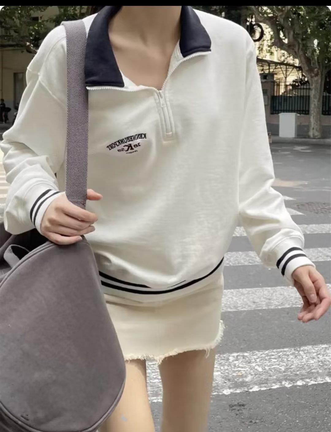 Retro Half-Zip Contrast Polo Sweater